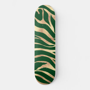Skateboard Elégante Parties scintillant or Zebra Green Poster