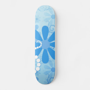 Skateboard Elégante Turquoise Bleu Floral Retro Fleurs margue