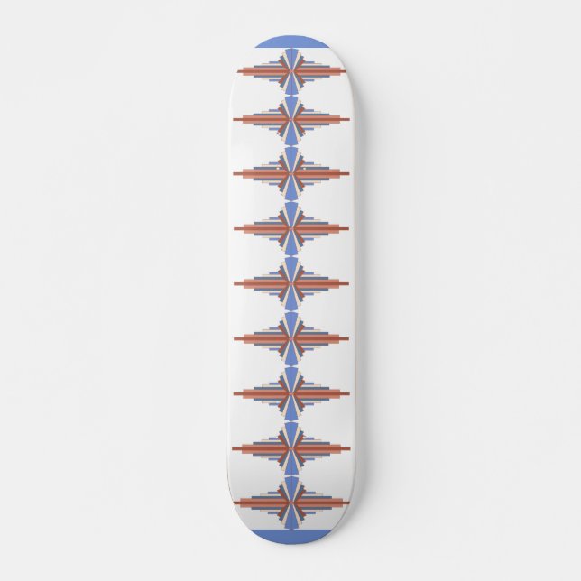 Skateboard Éléments Art déco en or rose & bleu (Devant)