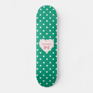 Skateboard Emerald Green Heart Avec Nom