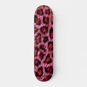 Skateboard empreinte de guépard rose
