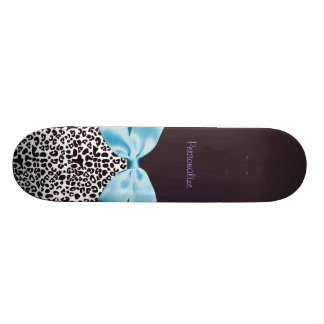 Skateboard Empreinte de léopard à la mode et ruban bleu avec