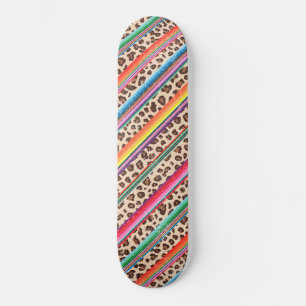 Skateboard Empreinte de léopard arc-en-ciel Motif animal mode
