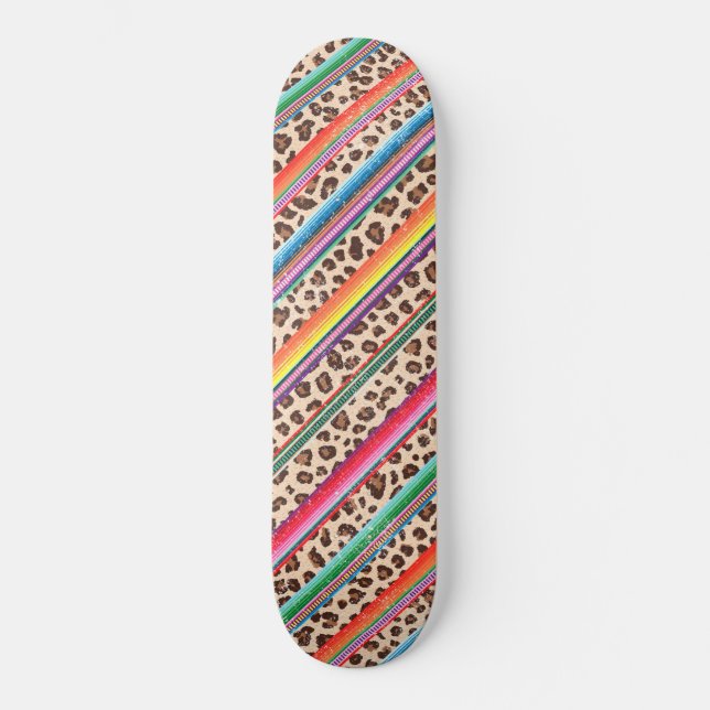 Skateboard Empreinte de léopard arc-en-ciel Motif animal mode (Recto)
