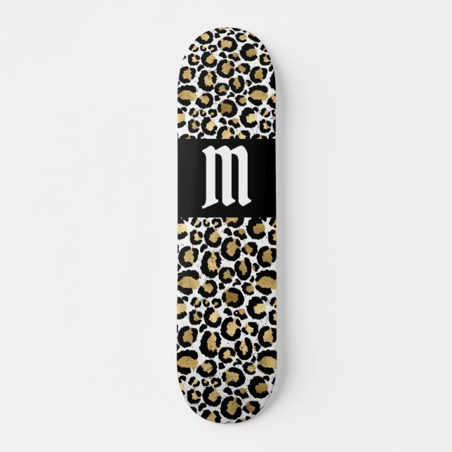 Skateboard Empreinte de léopard personnalisé (Devant)