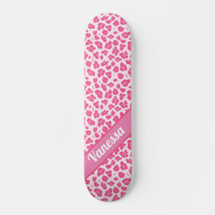 Skateboard Empreinte de léopard rose personnalisé - Girls Ska