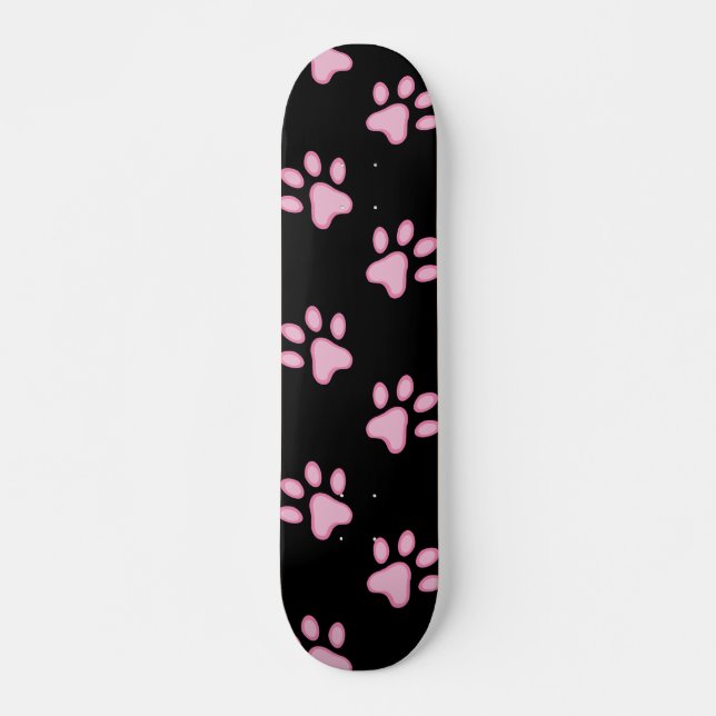 Skateboard Empreintes de pattes roses (Devant)