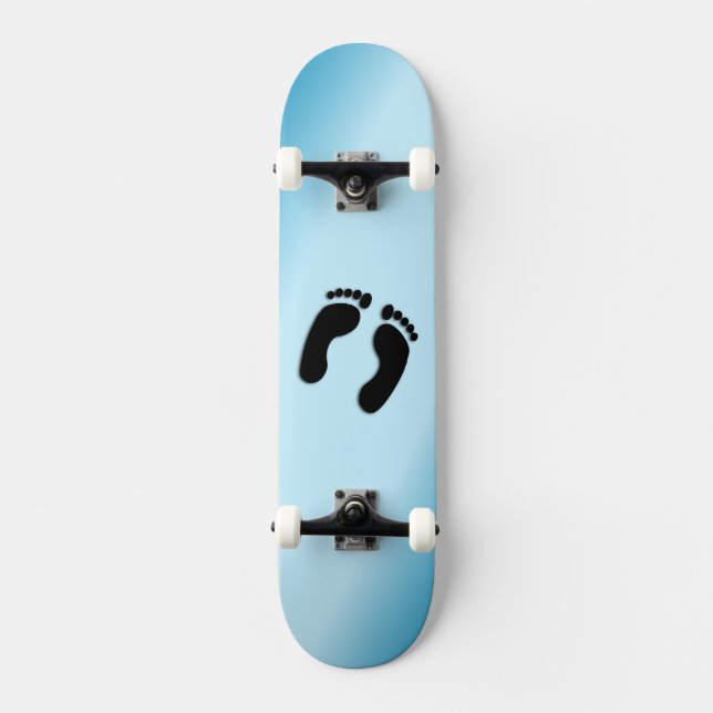 Skateboard Empreintes nues bleu (Recto)