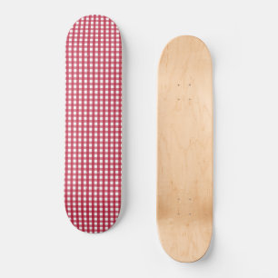 Skateboard En vichy rouge et blanc