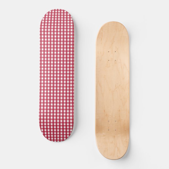 Skateboard En vichy rouge et blanc (Recto)