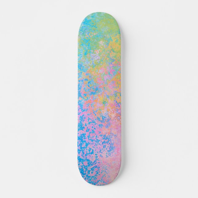 Skateboard Encre d'alcool peinte Neon Pastel Sky Abstraite (Devant)
