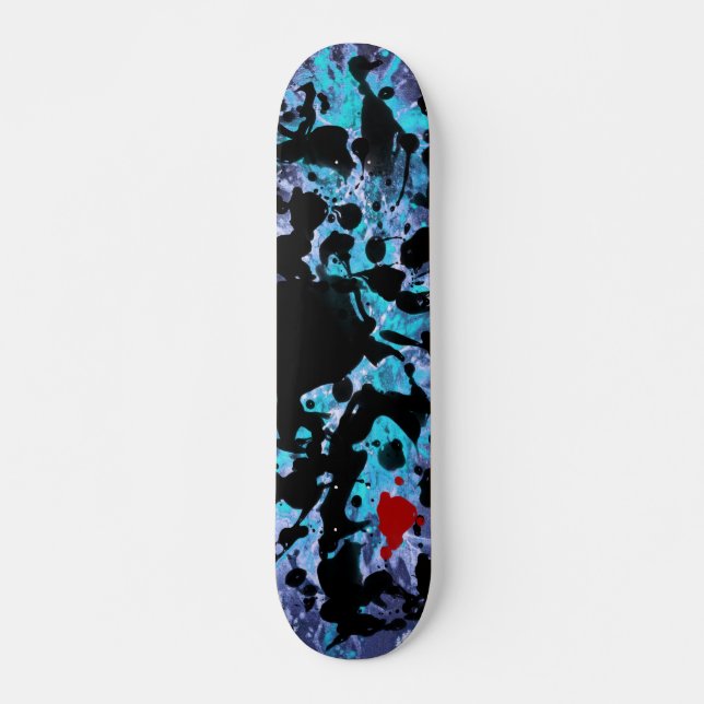 Skateboard ENCRE NOIRE | éclaboussure bleue (Devant)