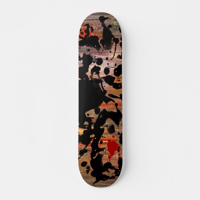 Skateboard ENCRE NOIRE | peinture grunge (Devant)
