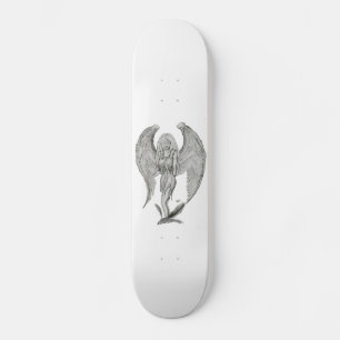 Skateboard Engel Bleistiftzeichnung Design noir et blanc