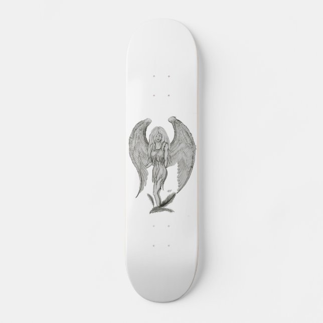 Skateboard Engel Bleistiftzeichnung Design noir et blanc (Recto)