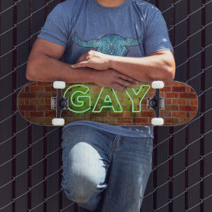 Skateboard Enseigne néon gay illuminée SlipperyJoe lumineuse 