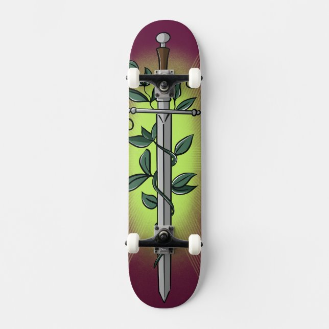Skateboard Épée Médiévale & Vigne (Recto)