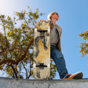 Skateboard Esprit Botanique Vintage Cheval Blanc Fleurs Vigne