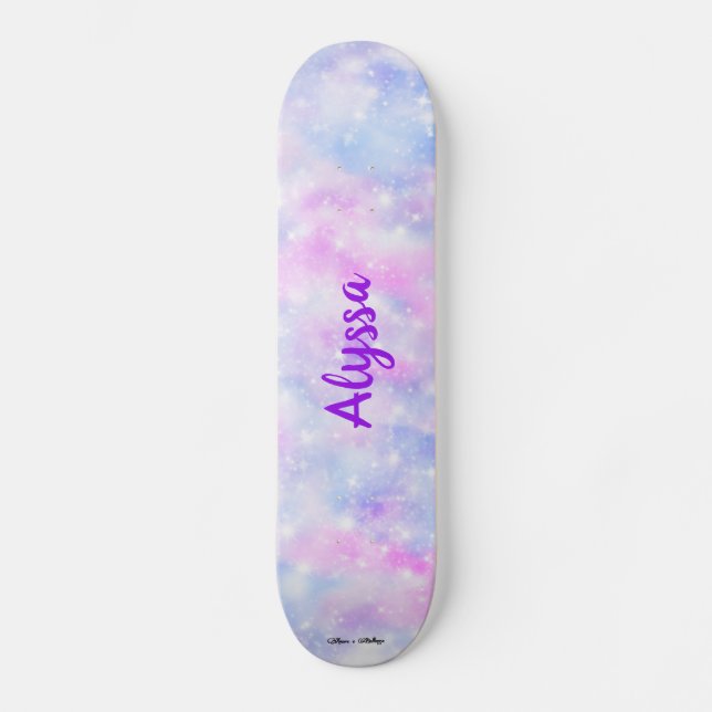 Skateboard Esthétique Pastel Nuds Sparkle Personnalisé (Recto)