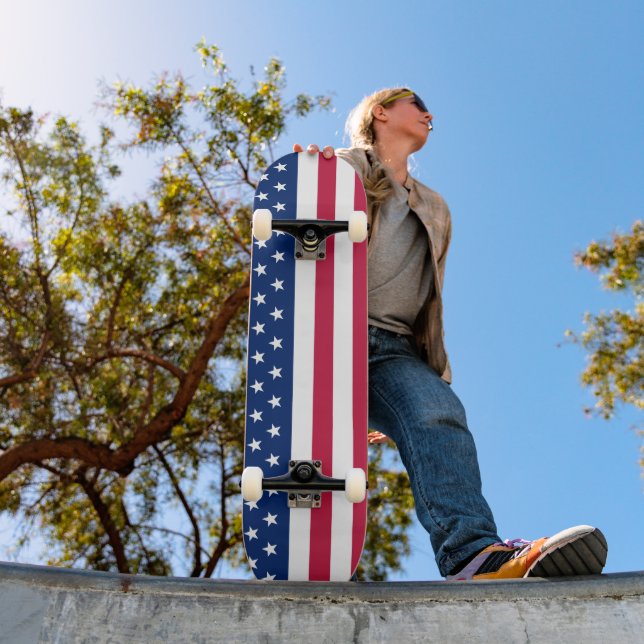 Skateboard États-Unis Drapeau Rouge Blanc Bleu Étoiles Stripe (Extérieur 1)