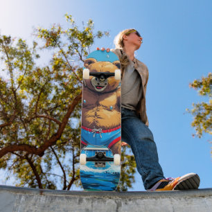 Skateboard Été d'ours sauvage Piscine Vintage