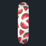 Skateboard Eté Rouge Vert pastèque Motif d'aquarelle<br><div class="desc">Cette motif moderne et artistique est parfaite pour les mois d'été. Il présente un motif de pastèque couleur rouge, vert et noir peint à la main, sur un simple arrière - plan blanc. C'est cool, mignon et tendance ! ***REMARQUE IMPORTANTE DE CONCEPTION : Pour toute demande de conception personnalisée, comme...</div>
