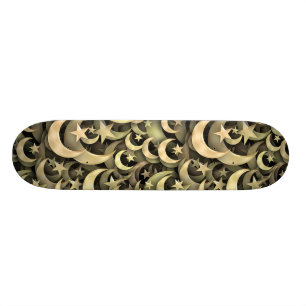 Skateboard Étoile et croissant d'or