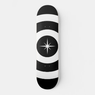 Skateboard Étoile et vagues en noir et blanc