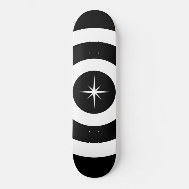 Skateboard Etoile et vagues en noir et blanc (Recto)
