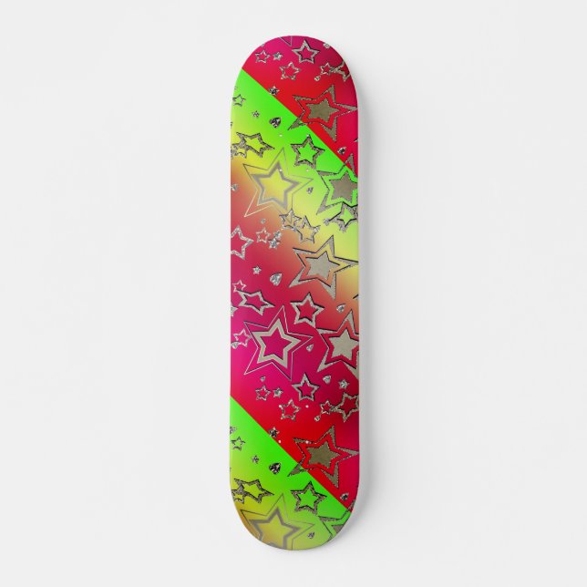 Skateboard Etoiles de confetti brillantes de parties scintill (Devant)