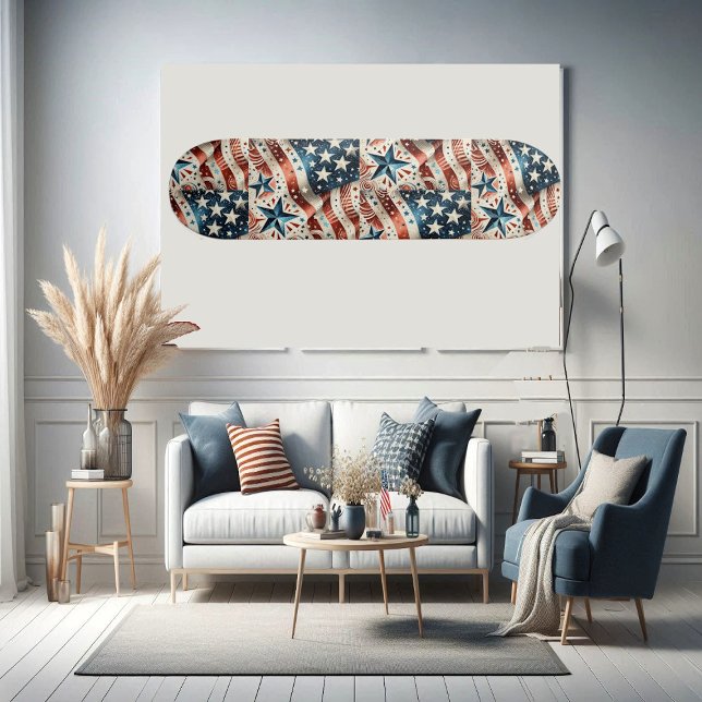 Skateboard Étoiles et rayures Drapeau américain Rouge Blanc B (Stars and Stripes American Flag Red White Blue Fun Skateboard)