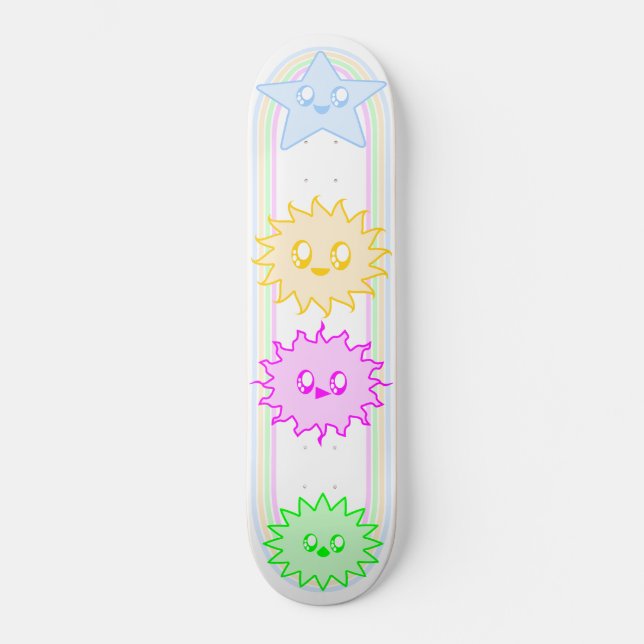 SKATEBOARD ÉTOILES ET SOLEILS KAWAII SPACIEUX (Recto)