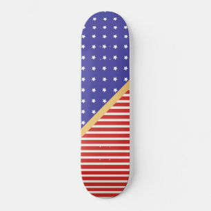 SKATEBOARD ÉTOILES ET STRIPES PERSONNALISÉS MOTIF BLANC ROUGE