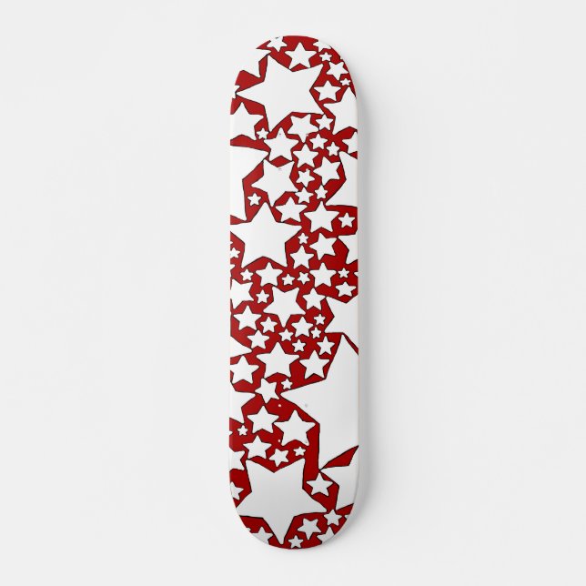 Skateboard Étoiles, Étoiles, Étoiles en Rouge et Blanc (Devant)