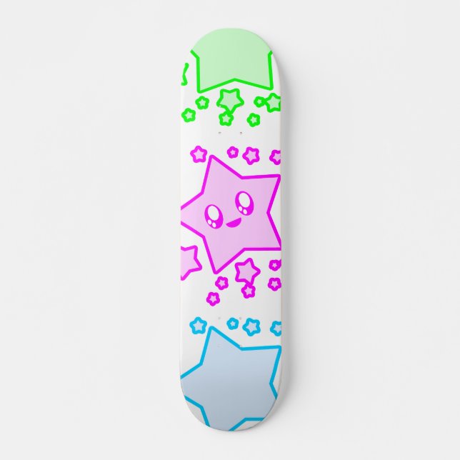 SKATEBOARD ÉTOILES KAWAII ESPACE VISAGE HEUREUX (Devant)