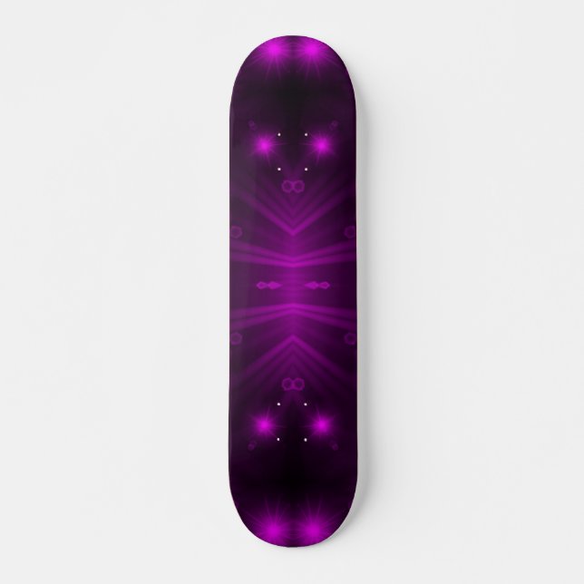 Skateboard étoiles lumineuses violettes (Devant)