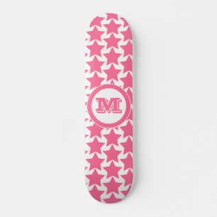 Skateboard Étoiles roses chaudes Motif et monogramme Filles