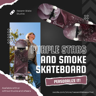 Skateboard Étoiles Violettes Hypnotiques et Planche à Roulett