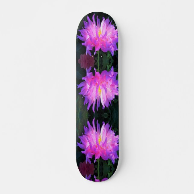 Skateboard Étonnant Cactus rose et violet Dahlia (Devant)
