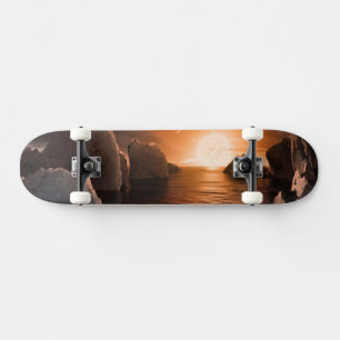 Skateboard Exoplanet Trappist-1f De Son Côté Nocturne Icy.