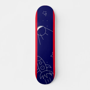 Skateboard Explorateurs de l'espace Bleu et rouge, 7 3/4" Pla