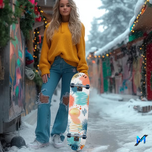 Skateboard Explosion de pastel abstrait avec art contemporain
