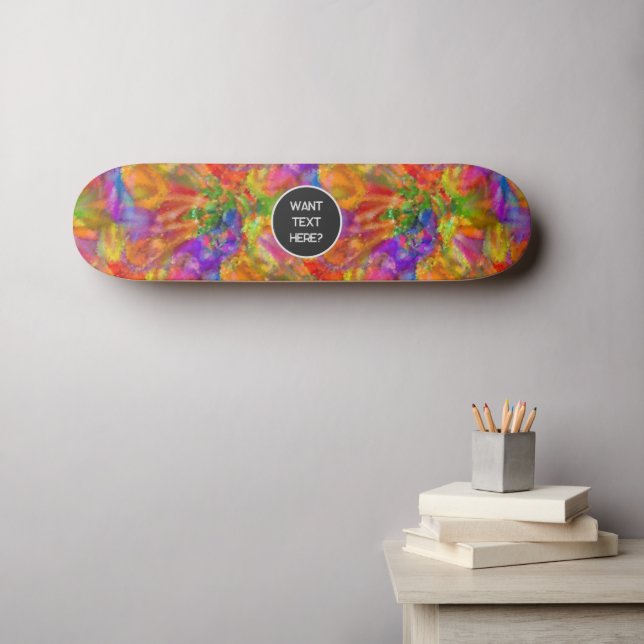 Skateboard Explosion de peinture de couleurs vives - Texte fa (Art mural (Horz))