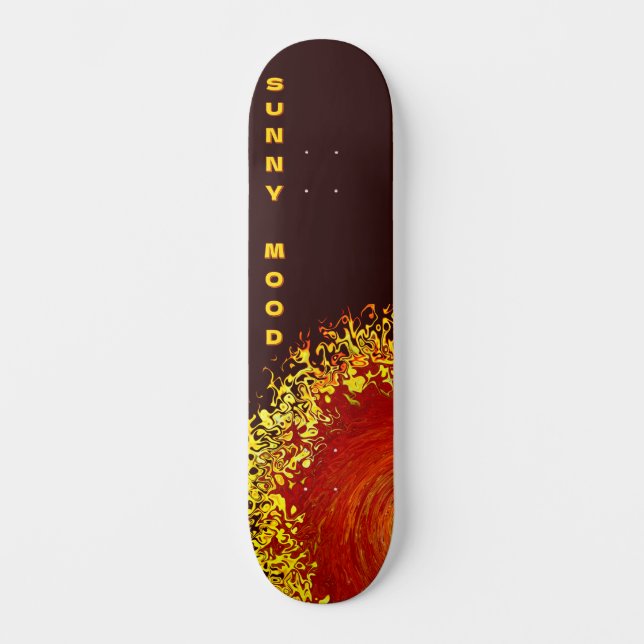 Skateboard Explosion de soleil jaune orange marron abstrait p (Recto)
