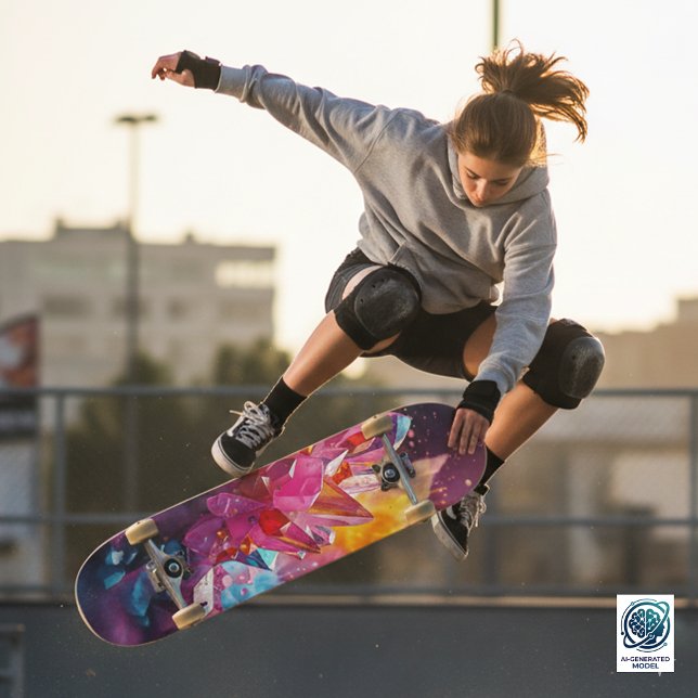 Skateboard Explosion Époustouflante de Cristaux de Bismuth Co (Colorful Explosion of Bismuth Crystals Skateboard Cover Photo)