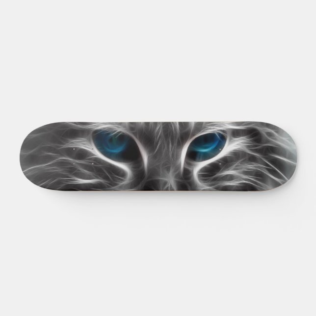 Skateboard Face de chat bleu magnifique (Horz)