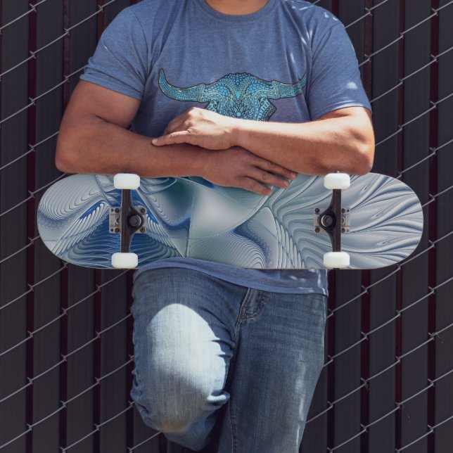 Skateboard Fantaisie dynamique Abstrait Tons bleus Art fracta (Extérieur 3)