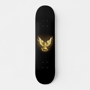 Skateboard Faux Gold Foil Peace Dove en noir