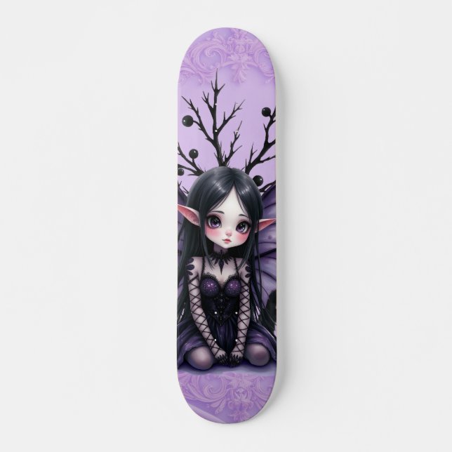 Skateboard Fée foncée mignonne avec ailes de chauve-souris (Devant)