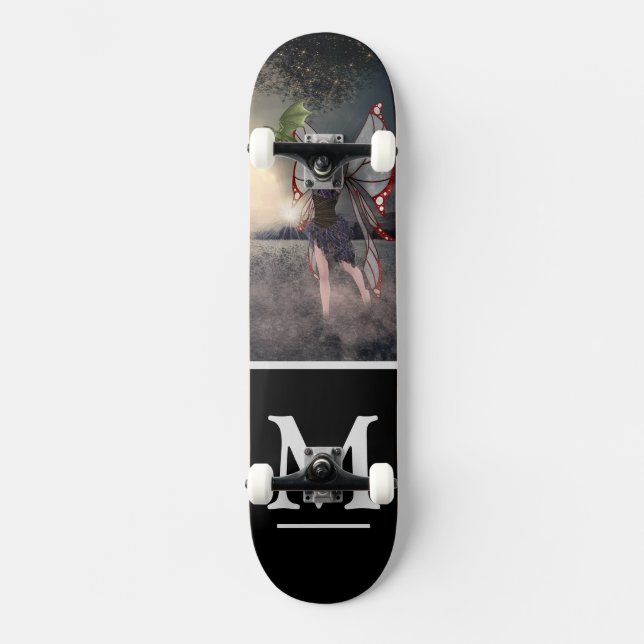 Skateboard Fée papillon et dragon (Recto)